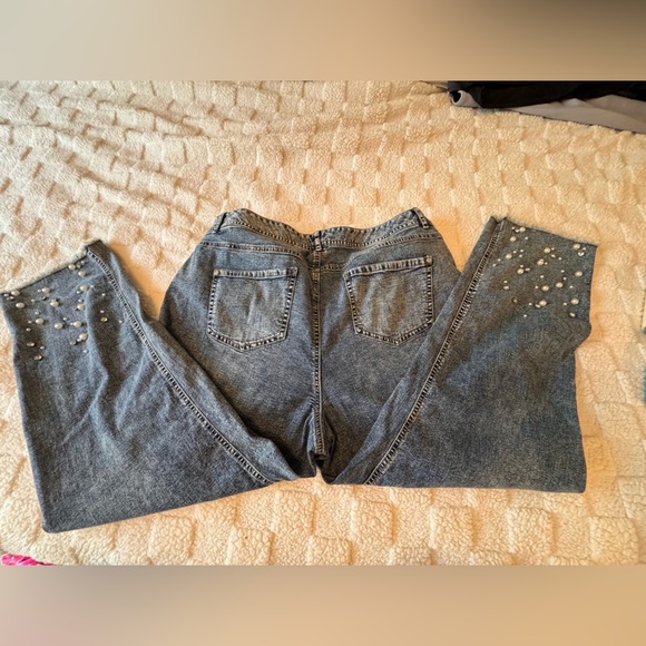Blue Denim Women's Jeans with Embellishments - Picture 3 of 3